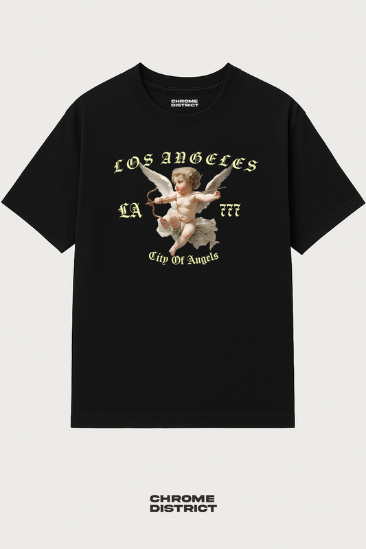 LA Angel City of Angels Graphic Tee – Oversized Heavyweight Cotton Yellow Streetwear T-Shirt