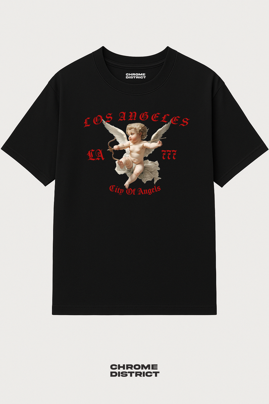 LA Angel City of Angels Graphic Tee – Oversized Heavyweight Cotton Red Streetwear T-Shirt