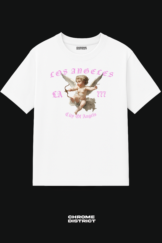LA Angel City of Angels Graphic Tee – Oversized Heavyweight Cotton Pink Streetwear T-Shirt