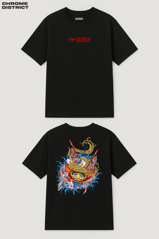 I Love Ramen Graphic Tee – Oversized Heavyweight Cotton Japanese Streetwear T-Shirt