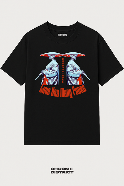 Love Has Many Faces Anime Graphic Tee – Oversized Heavyweight Cotton Japanese Streetwear T-Shirt