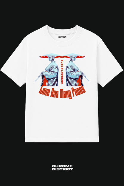 Love Has Many Faces Anime Graphic Tee – Oversized Heavyweight Cotton Japanese Streetwear T-Shirt