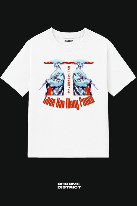 Love Has Many Faces Anime Graphic Tee – Oversized Heavyweight Cotton Japanese Streetwear T-Shirt