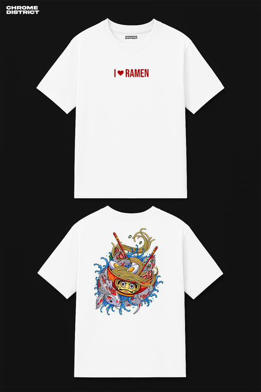 I Love Ramen Graphic Tee – Oversized Heavyweight Cotton Japanese Streetwear T-Shirt