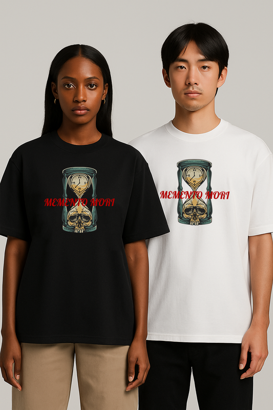 Memento Mori Graphic Tee – Oversized Heavyweight Cotton Gothic Streetwear T-Shirt