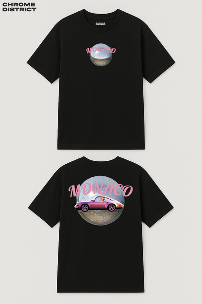 Monaco Pink Racing Graphic Tee – Oversized Heavyweight Cotton Motorsport Streetwear T-Shirt