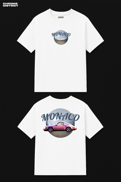 Monaco Racing Blue Graphic Tee – Oversized Heavyweight Cotton Motorsport Streetwear T-Shirt
