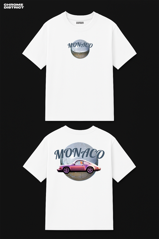 Monaco Racing Blue Graphic Tee – Oversized Heavyweight Cotton Motorsport Streetwear T-Shirt