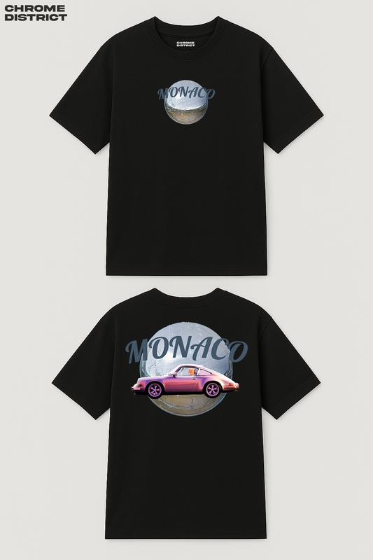 Monaco Racing Blue Graphic Tee – Oversized Heavyweight Cotton Motorsport Streetwear T-Shirt