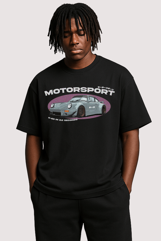 Race Car Motorsport Graphic Tee – Oversized Heavyweight Cotton Streetwear T-Shirt