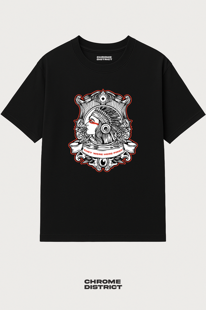 Native Indian Graphic Tee – Oversized Heavyweight Cotton Indigenous Streetwear T-Shirt