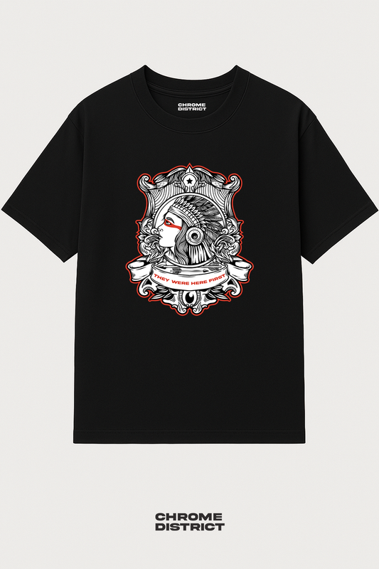 Native Indian Graphic Tee – Oversized Heavyweight Cotton Indigenous Streetwear T-Shirt