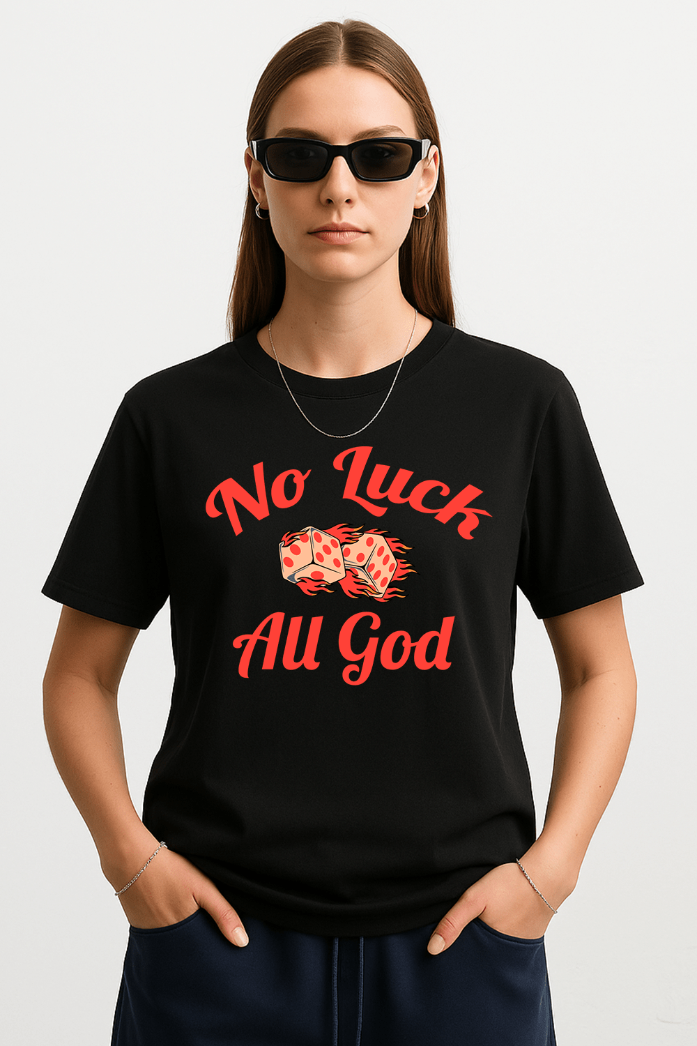 No Luck, All God Graphic Tee – Oversized Heavyweight Cotton Christian Streetwear T-Shirt