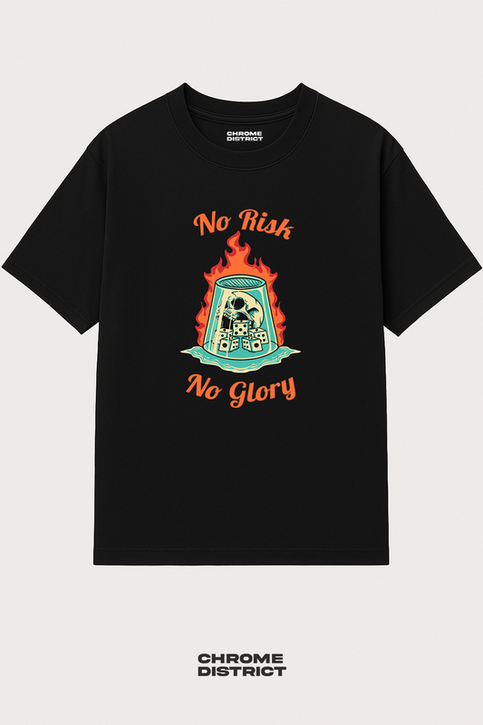 No Risk No Glory Graphic Tee – Oversized Heavyweight Cotton Streetwear T-Shirt