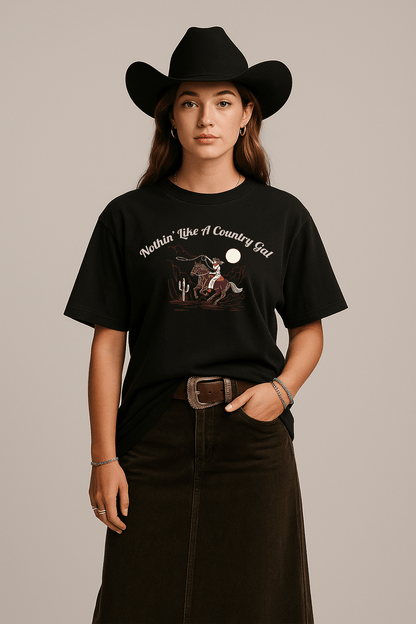 Nothing Like a Country Gal Graphic Tee – Oversized Heavyweight Cotton Western T-Shirt