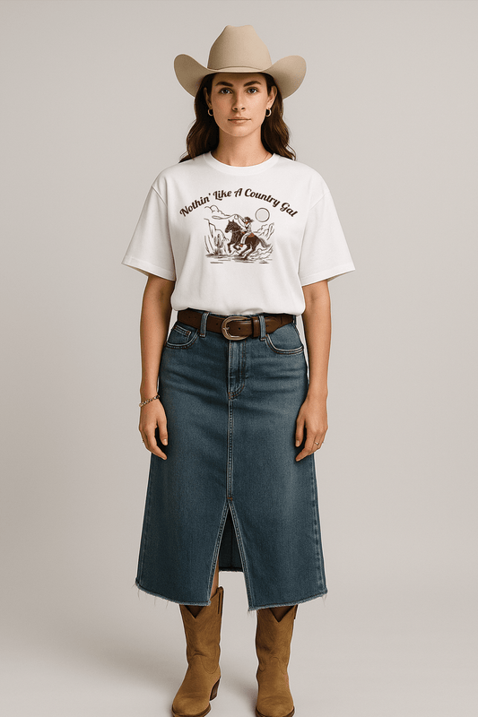 Nothing Like a Country Gal Graphic Tee – Oversized Heavyweight Cotton Western T-Shirt
