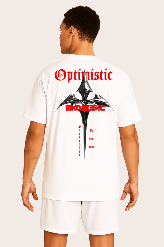 Optimism – Surrender to His Will Graphic Tee – Oversized Heavyweight Cotton Christian T-Shirt