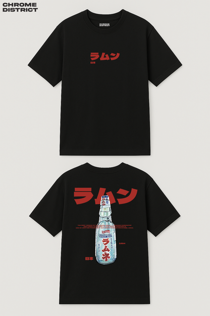 Ramune Bottle Graphic Tee – Oversized Heavyweight Cotton Japanese Streetwear T-Shirt