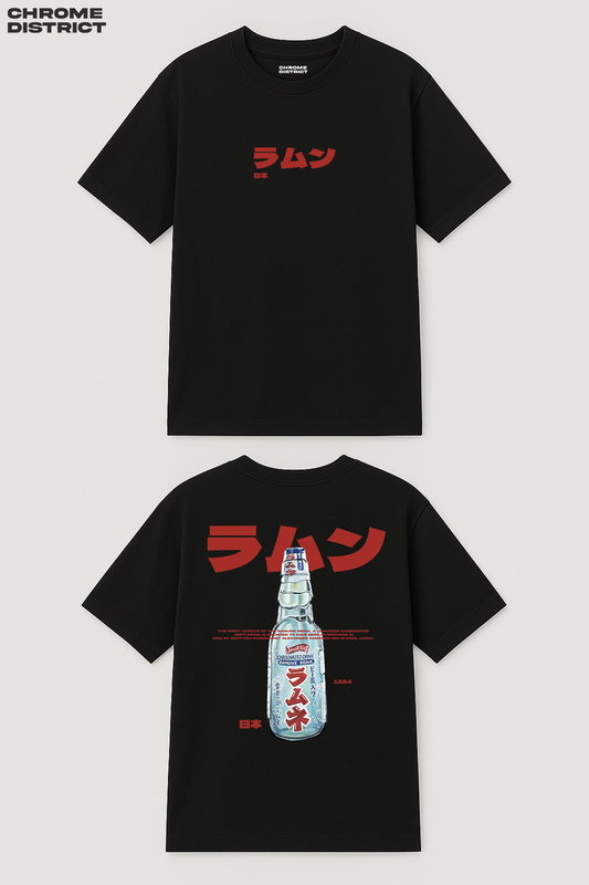 Ramune Bottle Graphic Tee – Oversized Heavyweight Cotton Japanese Streetwear T-Shirt