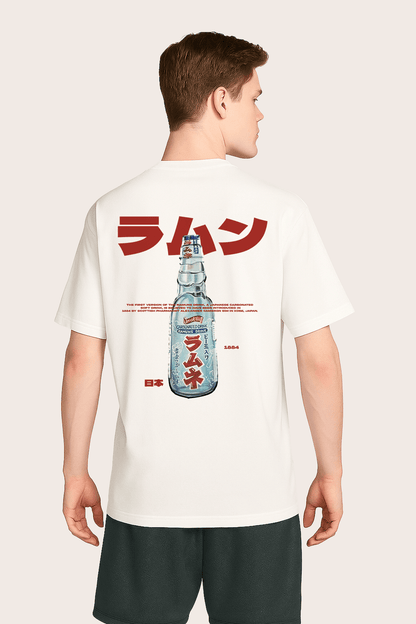 Ramune Bottle Graphic Tee – Oversized Heavyweight Cotton Japanese Streetwear T-Shirt