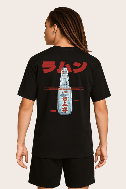 Ramune Bottle Graphic Tee – Oversized Heavyweight Cotton Japanese Streetwear T-Shirt