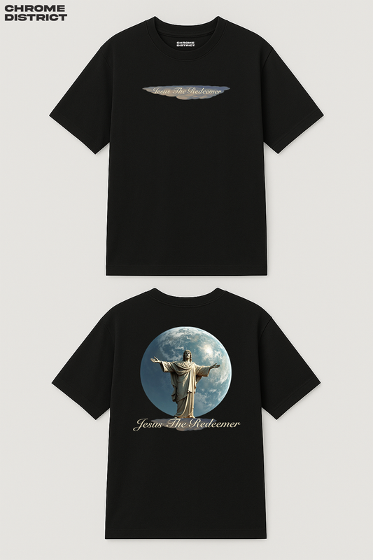 Jesus the Redeemer Graphic Tee – Oversized Heavyweight Cotton Christian Streetwear T-Shirt