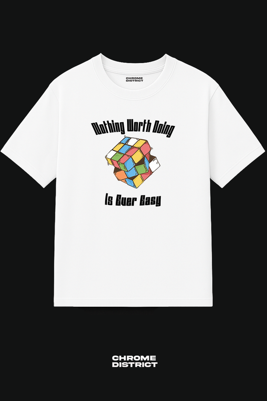 Rubix Cube Graphic Tee – Oversized Heavyweight Cotton Retro Puzzle Streetwear T-Shirt