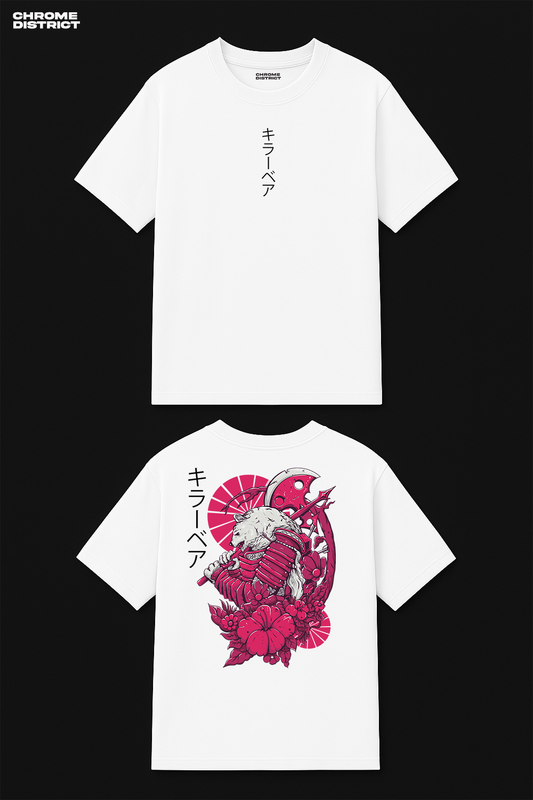 Samurai Bear Graphic Tee – Oversized Heavyweight Cotton Japanese Streetwear T-Shirt