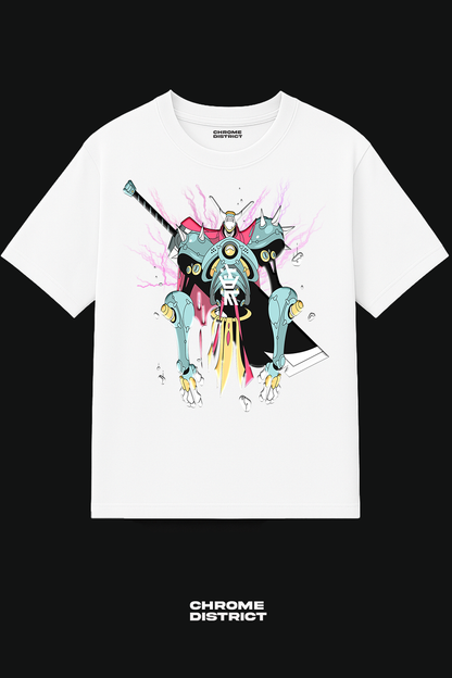 Samurai Robot Graphic Tee – Oversized Heavyweight Cotton Japanese Streetwear T-Shirt