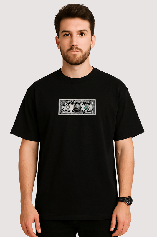 Sold Our Souls for a Stack of Lies Graphic Tee – Oversized Heavyweight Cotton Streetwear T-Shirt