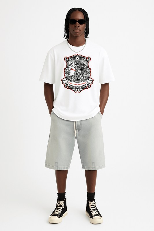 Native Indian Graphic Tee – Oversized Heavyweight Cotton Indigenous Streetwear T-Shirt