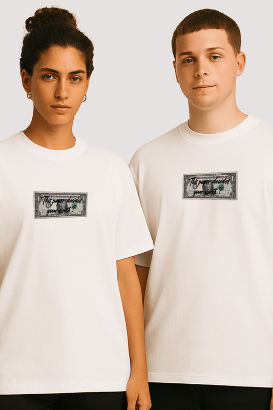 Does This Paper Decide Your Worth? Graphic Tee – Oversized Heavyweight Cotton Streetwear T-Shirt