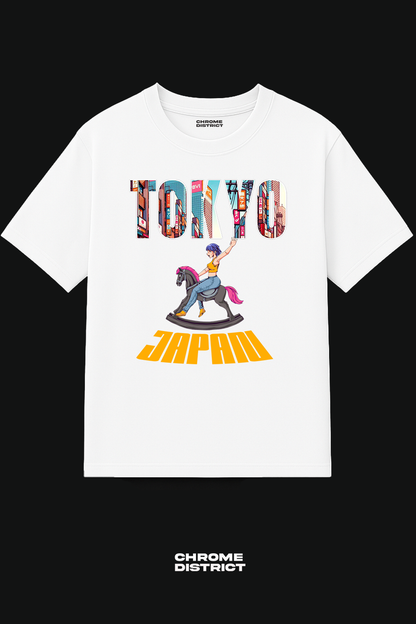 Tokyo Horse Rider Graphic Tee – Oversized Heavyweight Cotton Japanese Streetwear T-Shirt