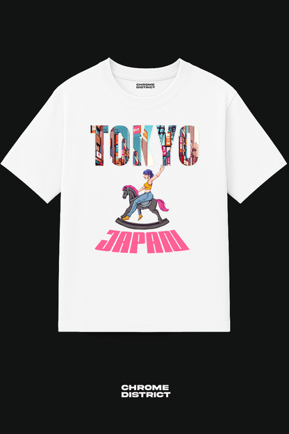 Tokyo Horse Rider Graphic Tee – Oversized Heavyweight Cotton Japanese Streetwear T-Shirt