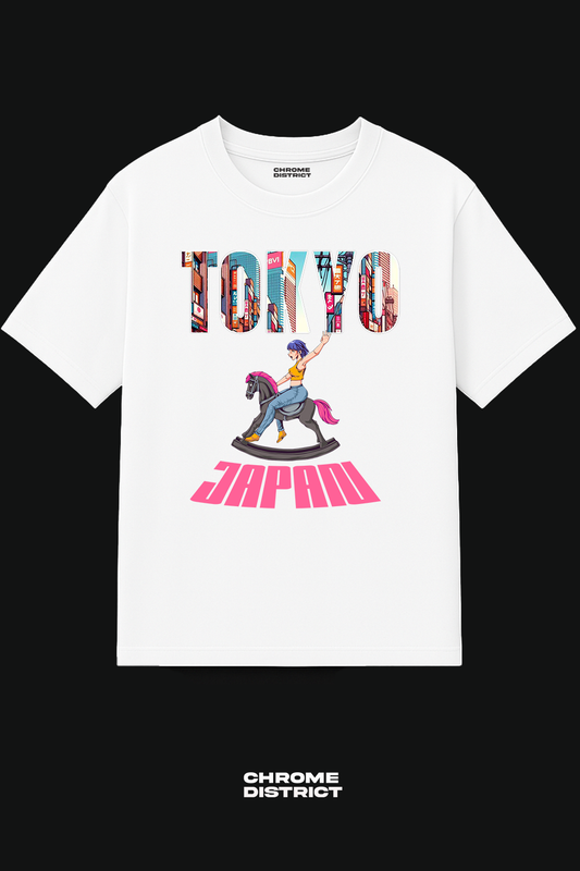 Tokyo Horse Rider Graphic Tee – Oversized Heavyweight Cotton Japanese Streetwear T-Shirt
