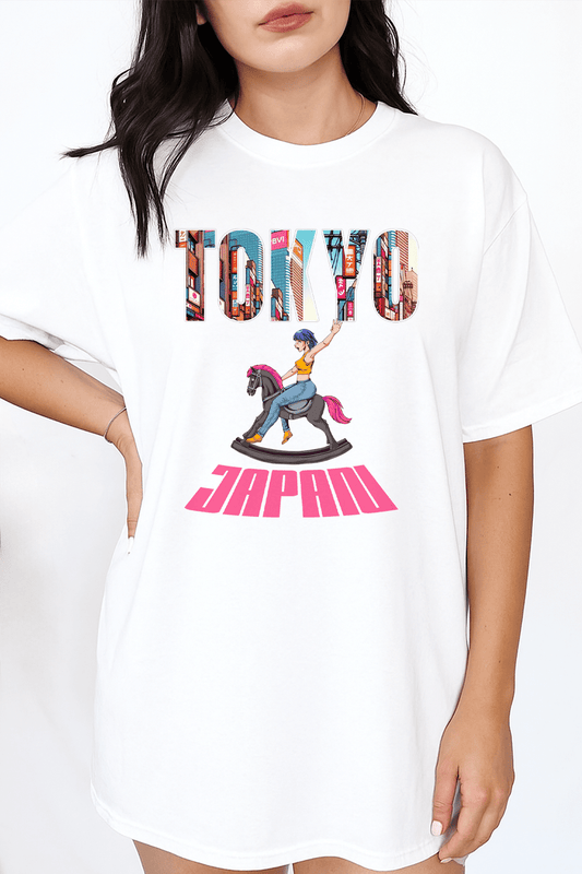 Tokyo Horse Rider Graphic Tee – Oversized Heavyweight Cotton Japanese Streetwear T-Shirt