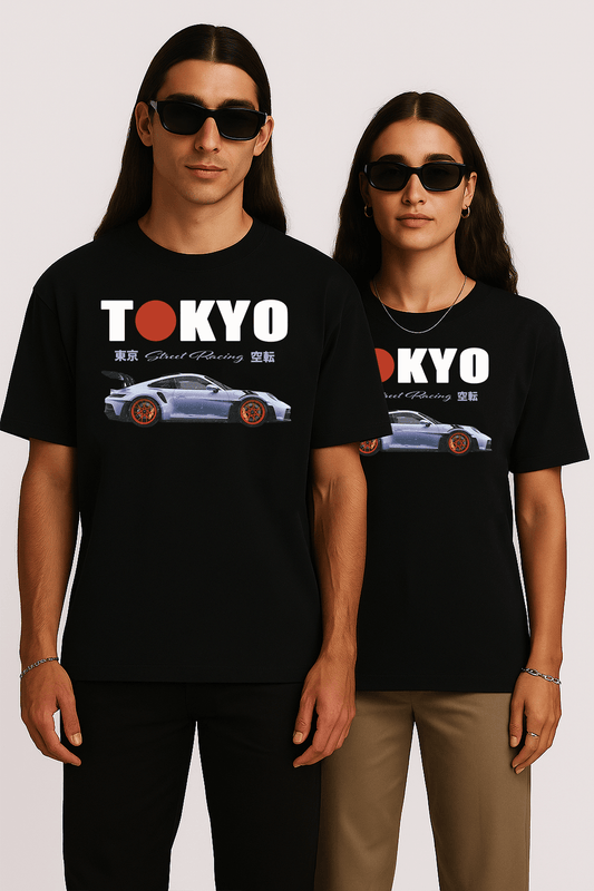 Tokyo Street Racing Graphic Tee – Oversized Heavyweight Cotton JDM Streetwear T-Shirt