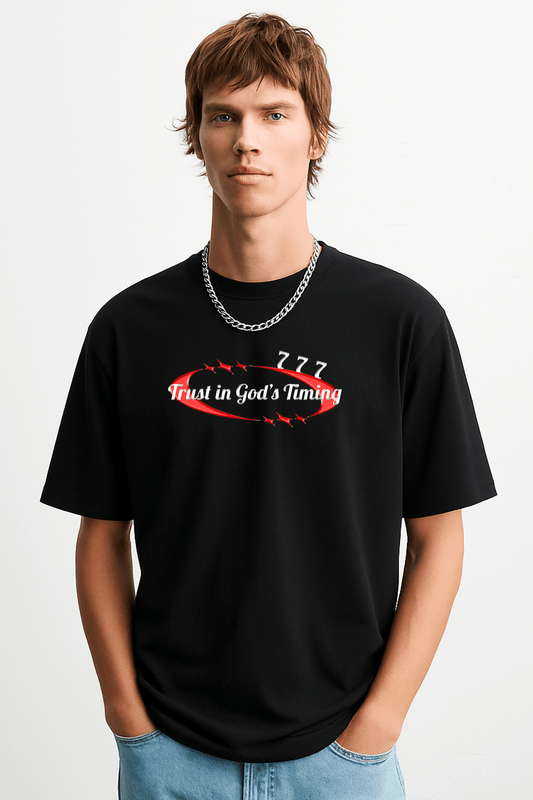 Trust in God’s Timing Graphic Tee – Oversized Heavyweight Cotton Christian Streetwear T-Shirt