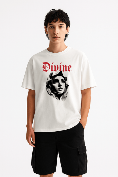 Divine Virgin Mary 2.0 Graphic Tee – Oversized Heavyweight Cotton Catholic Streetwear T-Shirt