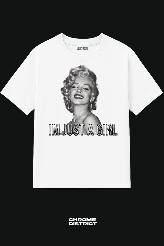 Just a Girl Graphic Tee – Oversized Heavyweight Cotton Streetwear T-Shirt