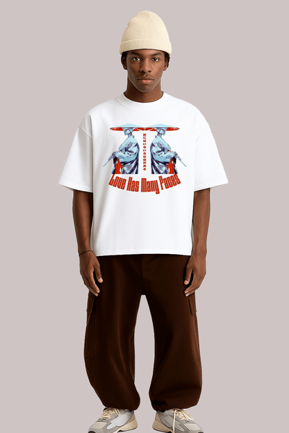 Love Has Many Faces Anime Graphic Tee – Oversized Heavyweight Cotton Japanese Streetwear T-Shirt