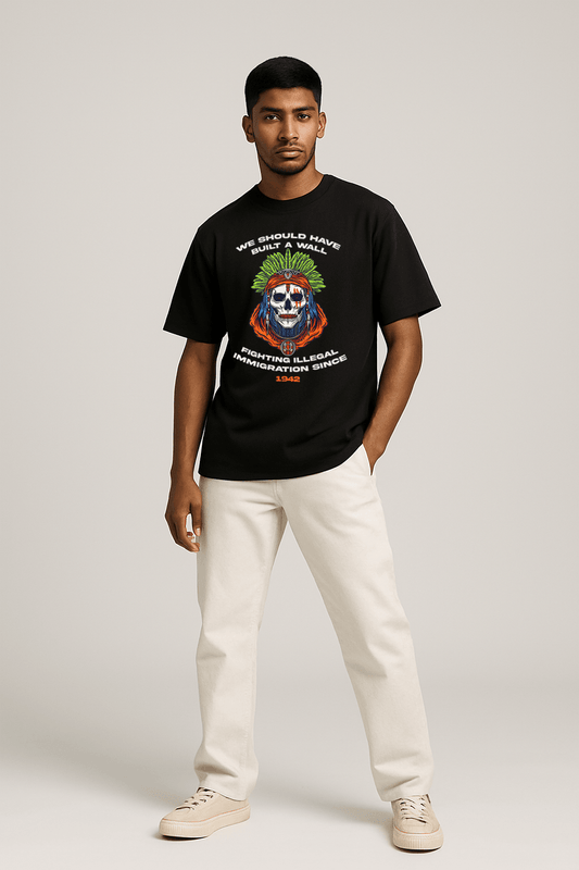 Natives Were Here First Graphic Tee – Oversized Heavyweight Cotton Indigenous Streetwear T-Shirt