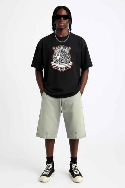 Native Indian Graphic Tee – Oversized Heavyweight Cotton Indigenous Streetwear T-Shirt