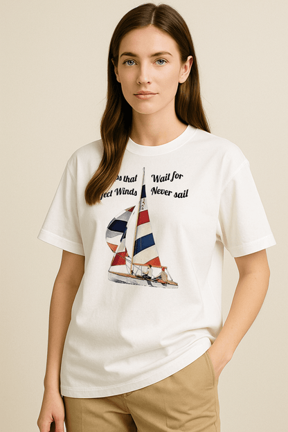 Sailboat Graphic Tee – Oversized Heavyweight Cotton Nautical Streetwear T-Shirt