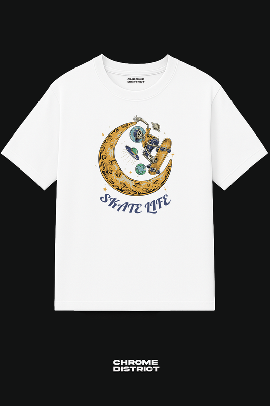 Skate Life Graphic Tee – Oversized Heavyweight Cotton Skateboarding Streetwear T-Shirt