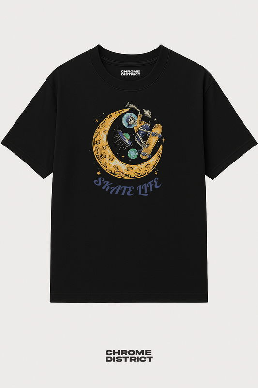 Skate Life Graphic Tee – Oversized Heavyweight Cotton Skateboarding Streetwear T-Shirt